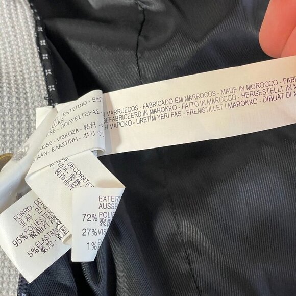 ZARA Woman One Gold Button Waffle Knit Blazer Jacket Grey M Single Breast Kate - Picture 8 of 15